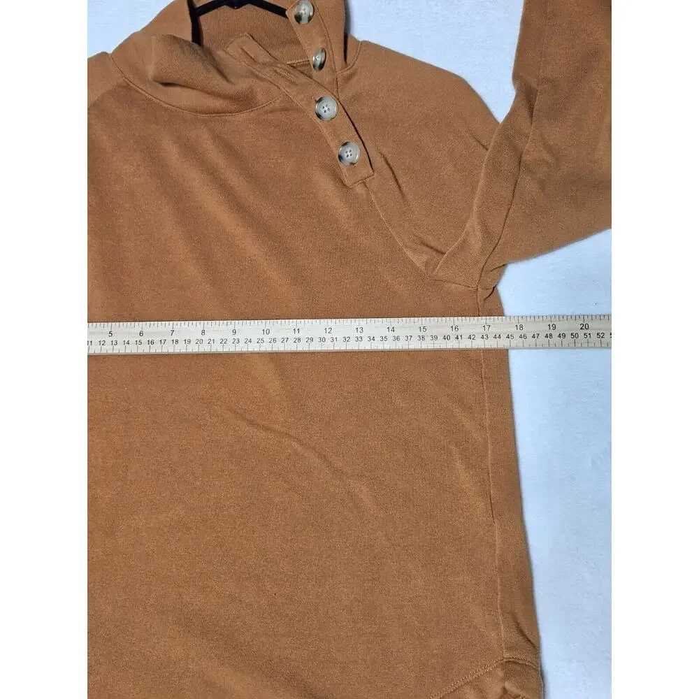 J Crew Sweater Womens Size XXS Orange Turtleneck Button Kelly Casual Sweatshirt - Picture 5 of 8